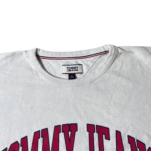 Tommy Jeans New York Patch White T-shirt Giant Spell Out Logo Men’s Size XL - Picture 3 of 8